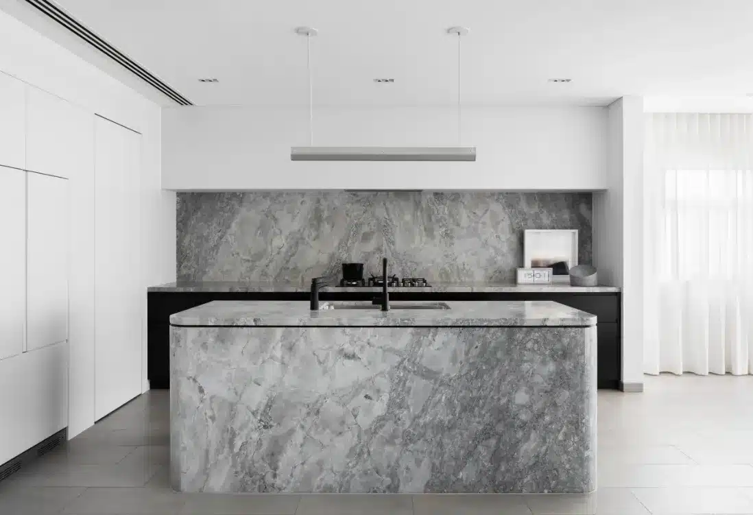 curved waterfall countertops