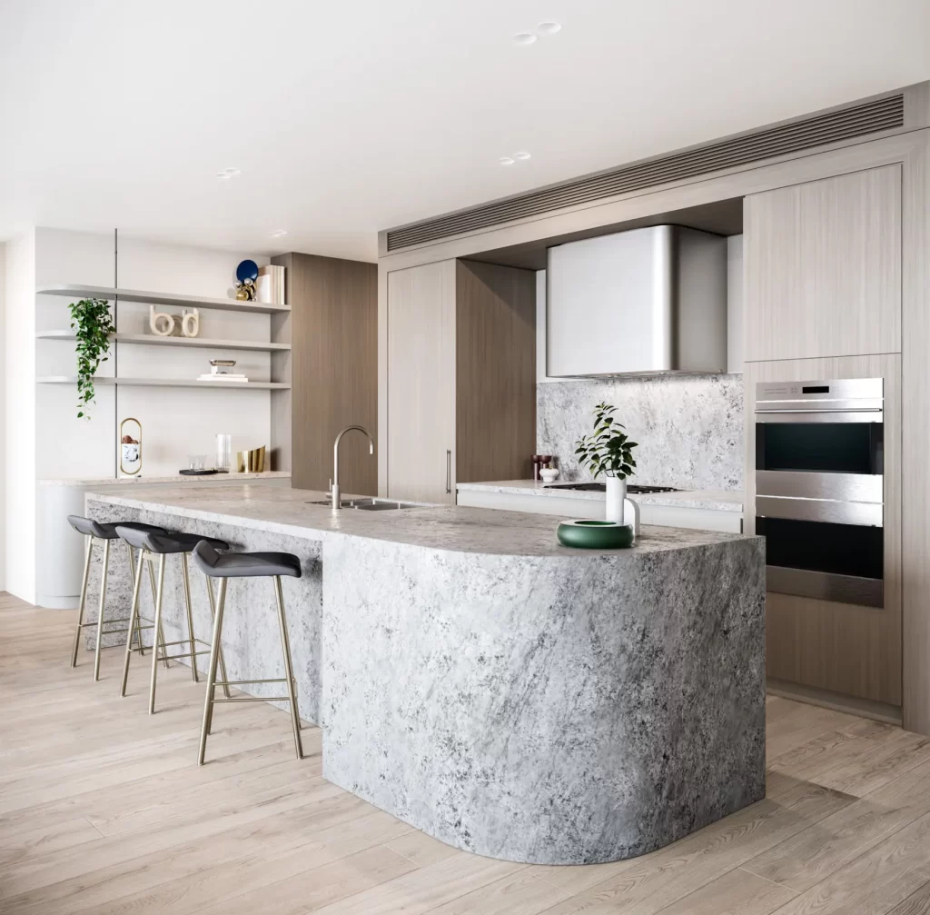 curved stone benchtops