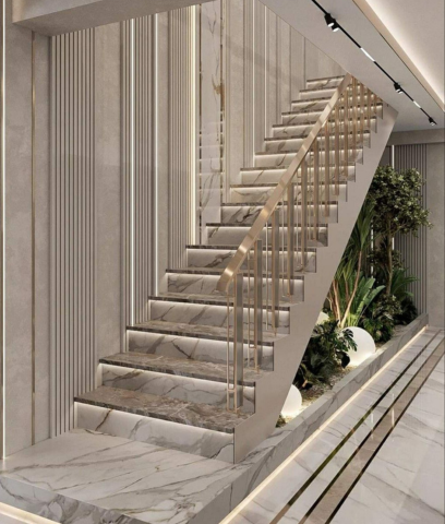 indoor stone staircase