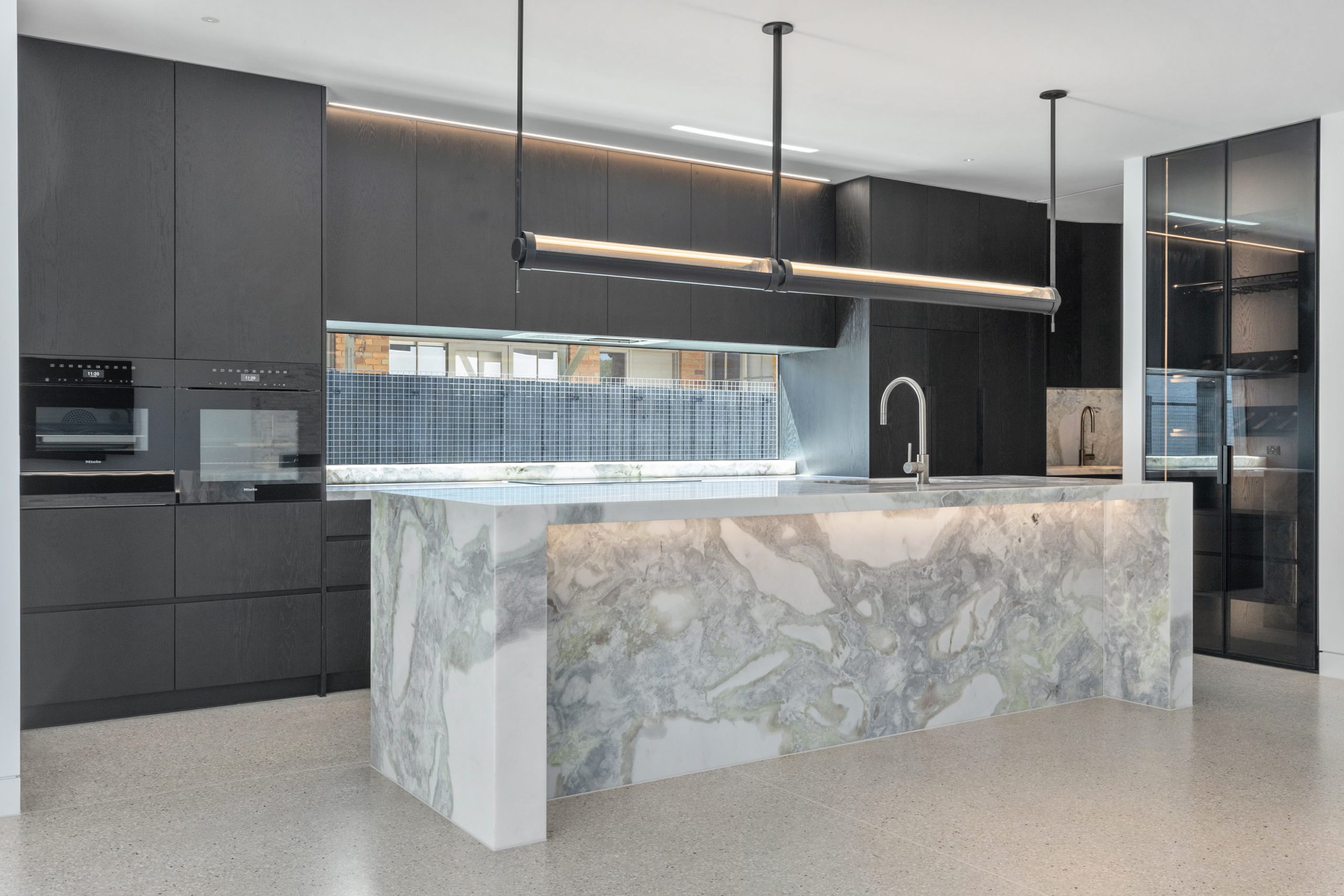 Natural marble feature surface black rock home