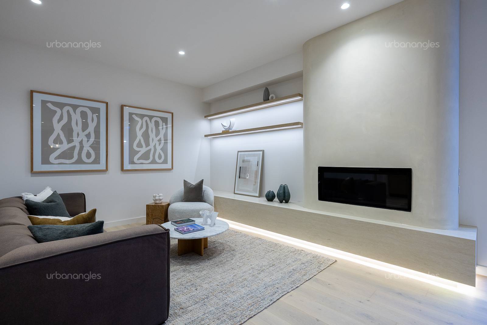 travertine and porcelain benchtop installation