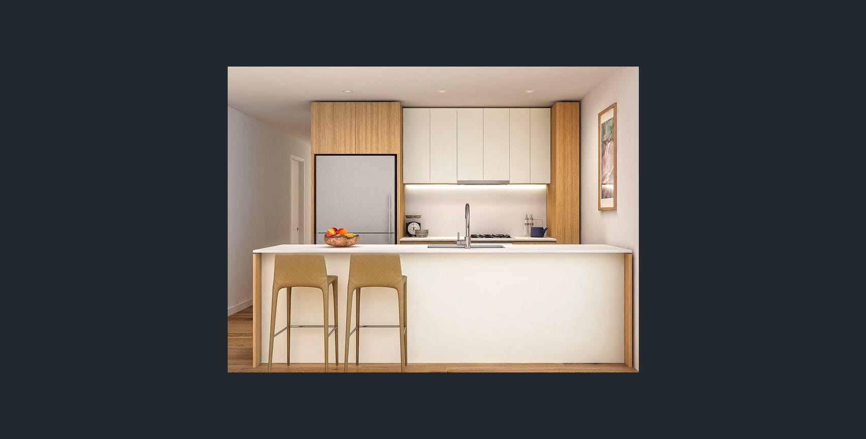 Oscar stone kitchen benchtop, Bentleigh apartment