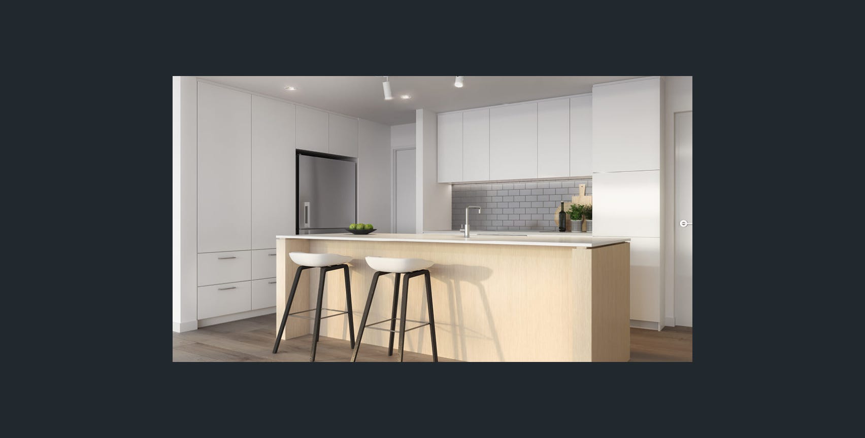 Oscar stone kitchen island benchtop, Bentleigh apartment
