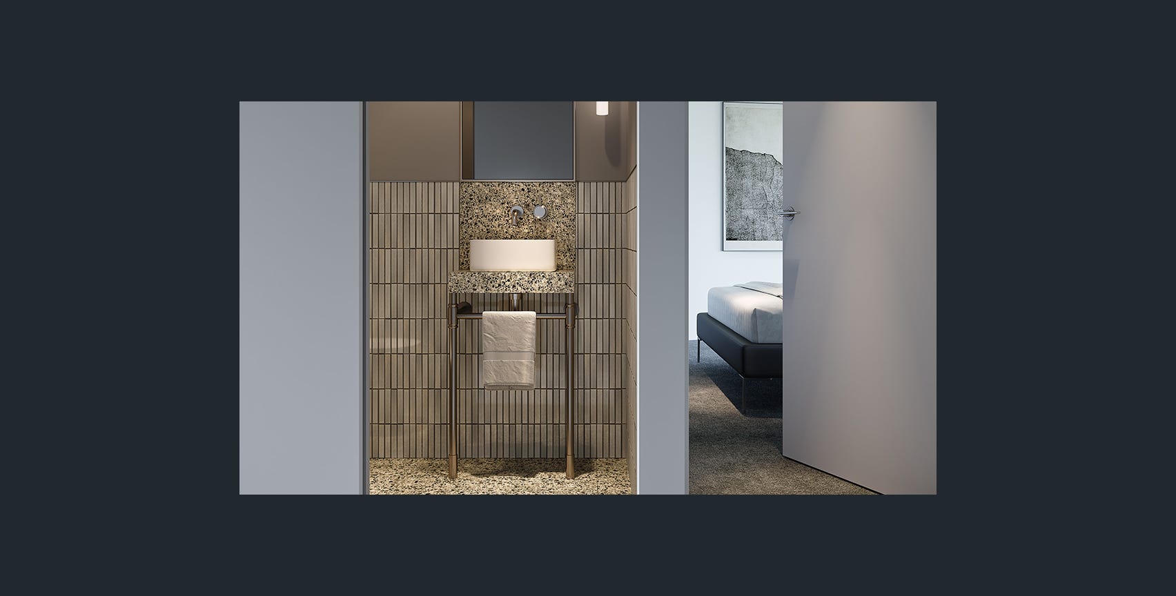 Terrazzo vanity top and flooring, Hampton powder room